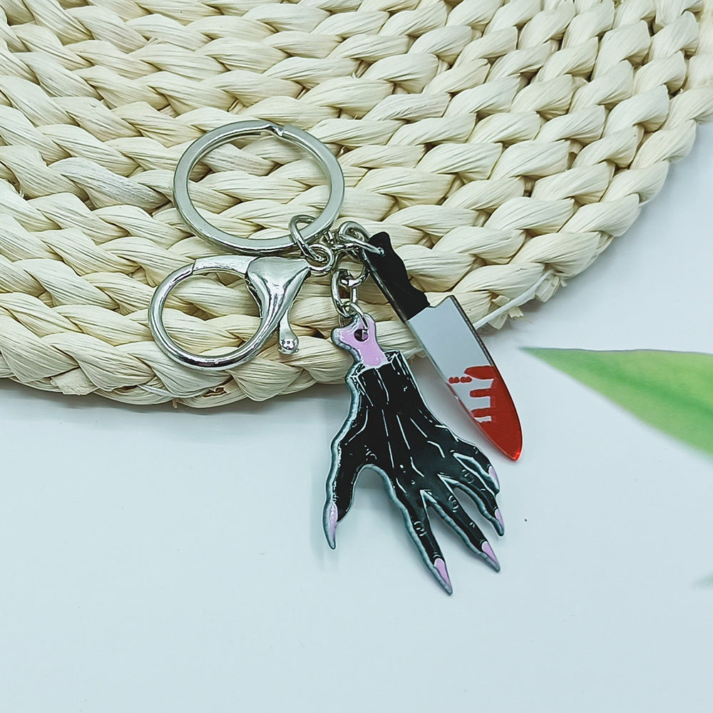 Wholesale Acrylic Halloween Skull Heart Butterfly Keychain